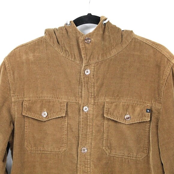 RIP CURL CORDUROY JACKET WITH HOODIE BUTTON CLOSURE SHERPA LINING SIZE SMALL Y2K - Picture 2 of 6